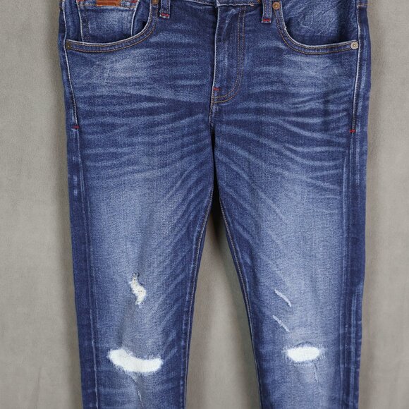 Armani Exchange Jeans Mens 30x32 J13 Slim Blue Whiskered Distressed Denim - Picture 3 of 15